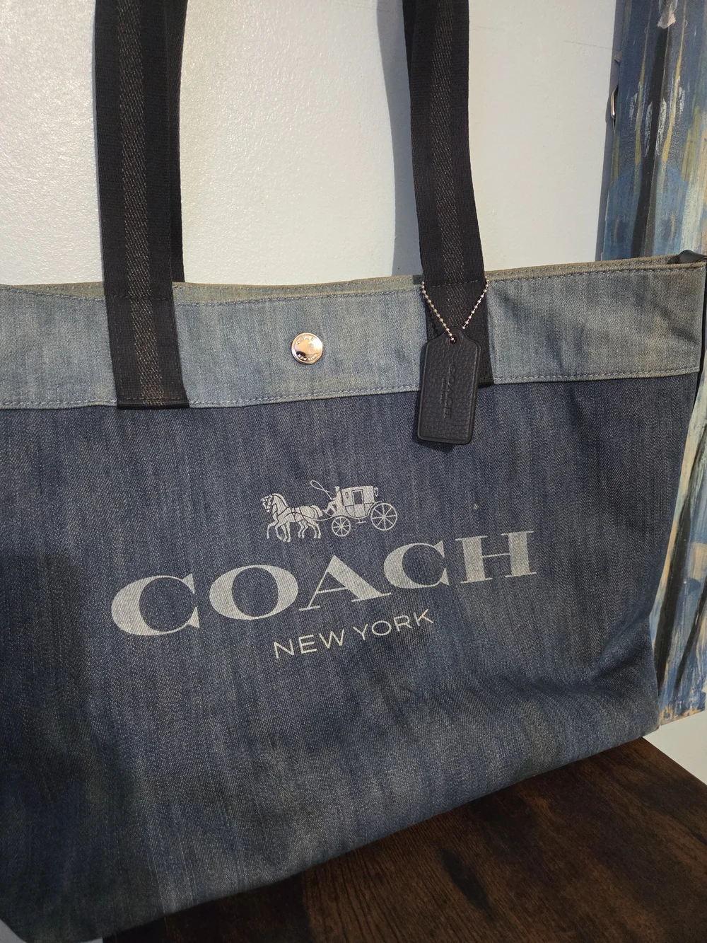 COACH New York Denim Tote Bag in Blue